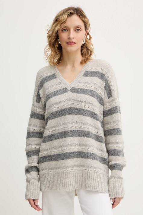 Twinset sweter z dodatkiem wełny kolor szary 252TT3072