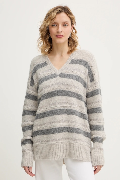 Twinset sweter z dodatkiem wełny kolor szary 252TT3072