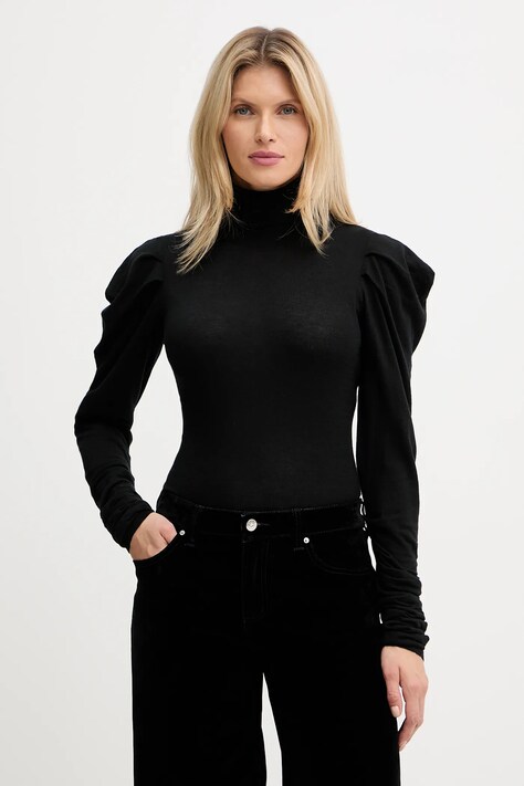 Twinset sweter z dodatkiem wełny damski kolor czarny lekki z golfem 252AT3080