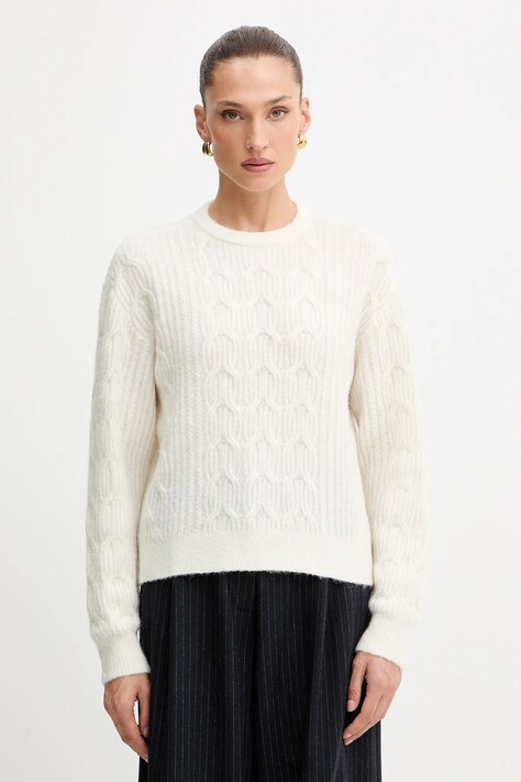 Twinset pulover din amestec de lână culoarea bej, 252LL3HCC