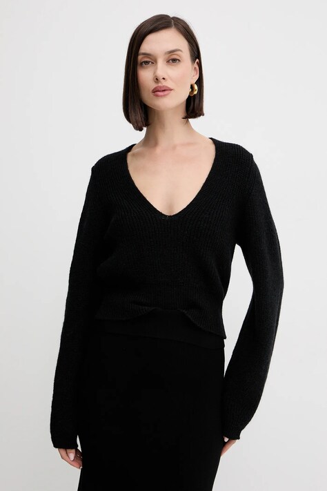 Twinset pulover de lână culoarea negru, 252TT3062