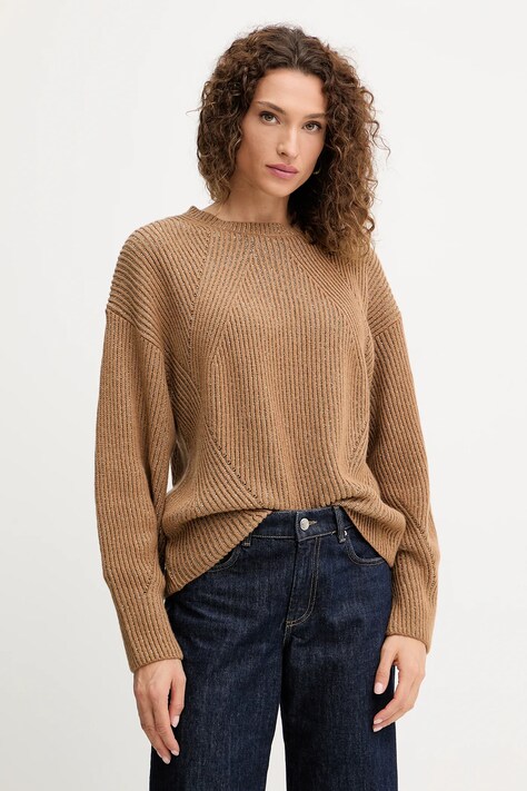 Twinset sweter z wełną damski kolor brązowy ciepły 252TT3461