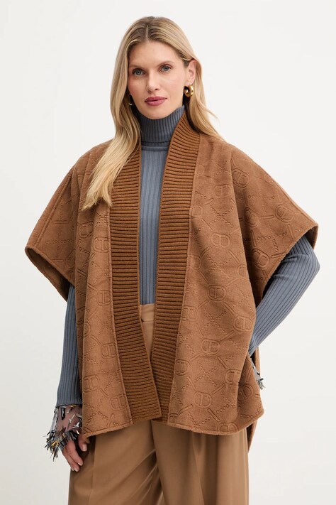 Twinset poncho kolor brązowy lekkie 252TO5420