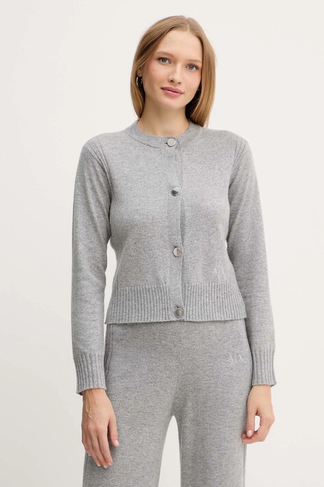 Armani Exchange cardigan din amestec de lână culoarea gri, light, XW001163 AF16181
