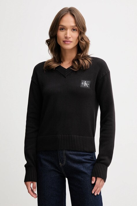 Bavlněný svetr Calvin Klein Jeans dámský, černá barva, LV047D352G