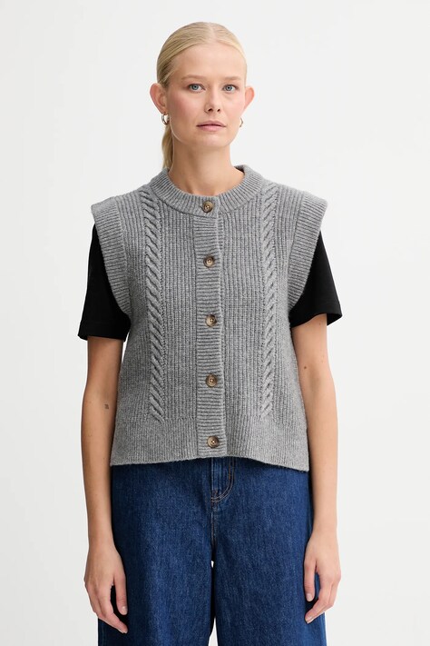 Levi's kamizelka z dodatkiem wełny damski kolor szary ciepły 0038D
