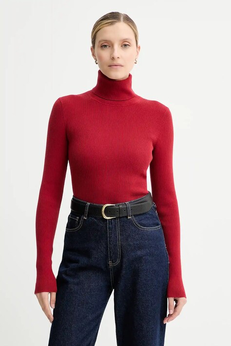 Свитер Calvin Klein Jeans цвет бордовый лёгкий с гольфом LV047D350G