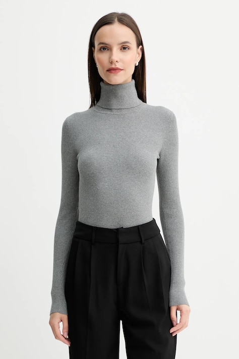 Sveter Calvin Klein Jeans šedá farba, ľahký, s rolákom, LV047D350G