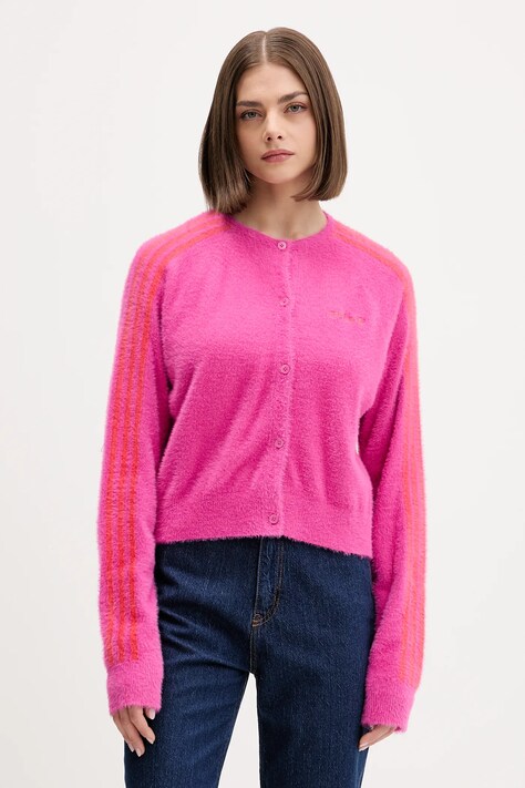 adidas Originals kardigan Fluffy Cardigan damski kolor różowy lekki JW3645