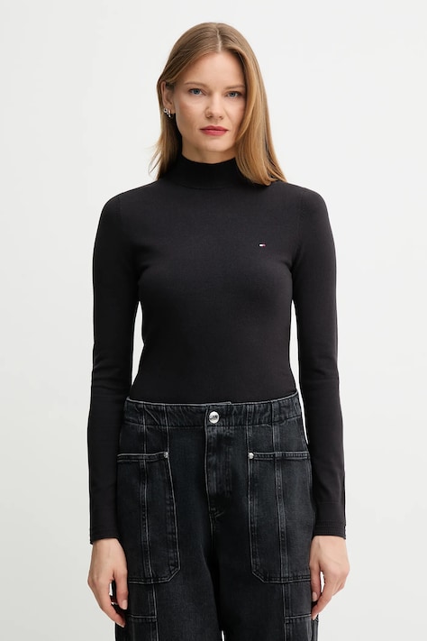 Πουλόβερ Tommy Hilfiger χρώμα: μαύρο, WW0WW47462