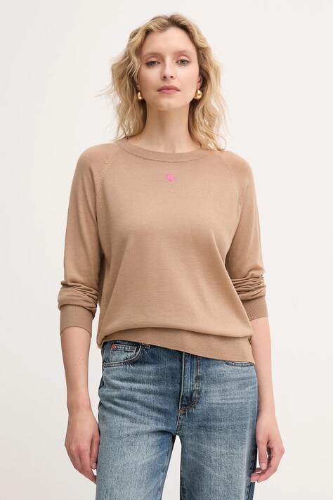 MAX&Co. sweter wełniany damski kolor brązowy lekki 2528366014200