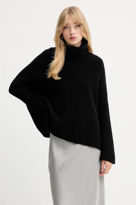 MAX&Co. sweter kaszmirowy damski kolor czarny lekki z golfem 2528366044200
