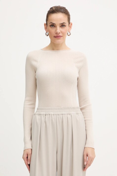 MAX&Co. sweter wełniany damski kolor beżowy lekki 2526366134200