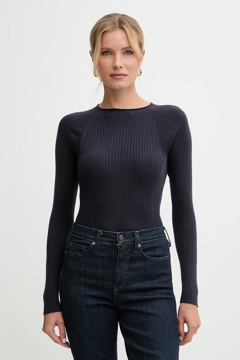 MAX&Co. sweter wełniany damski kolor granatowy lekki 2526366134200