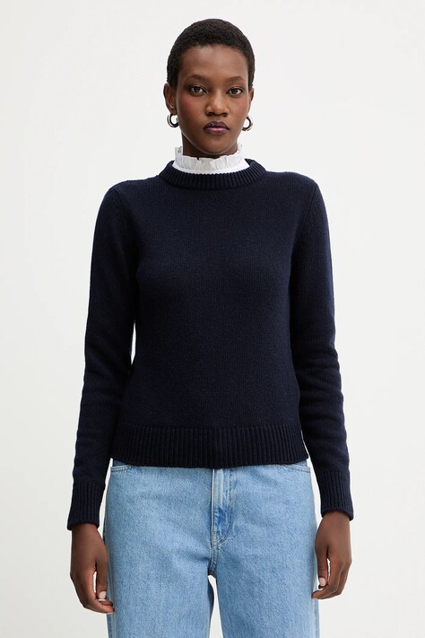 Μάλλινο πουλόβερ Luisa Spagnoli χρώμα: ναυτικό μπλε, 100116
