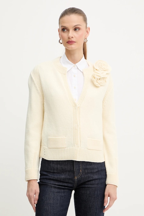 Luisa Spagnoli cardigan din amestec de lână culoarea bej, 100080