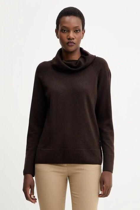 Μάλλινο πουλόβερ Luisa Spagnoli χρώμα: καφέ, 100084