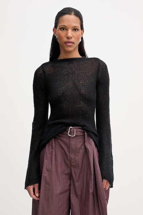 Heliot Emil sweter z dodatkiem wełny damski kolor czarny lekki AW25_W_07_083_BLK01