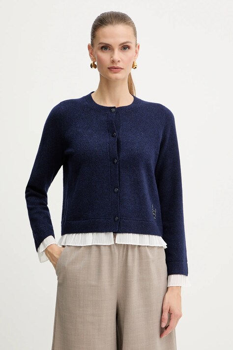 Liu Jo cardigan din amestec de lână culoarea bleumarin, light, MF5122 MA90Q