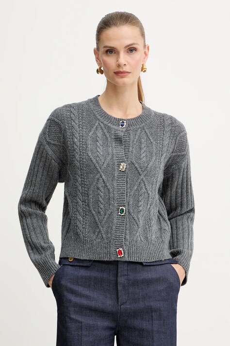 Liu Jo cardigan din amestec de lână culoarea gri, călduros, MF5423 MS040