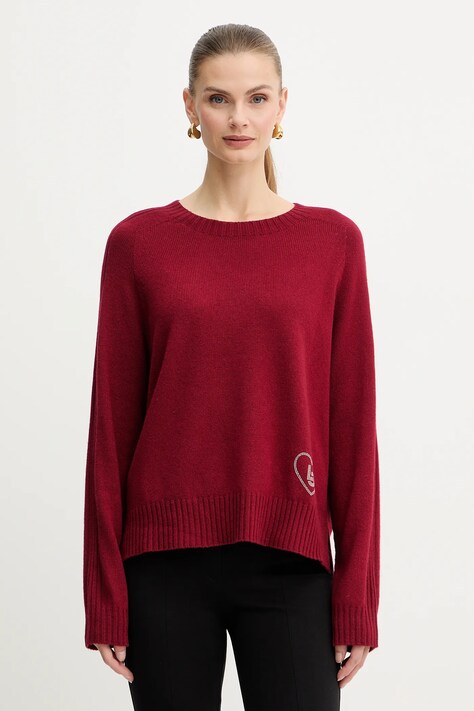 Pulover z dodatkom volne Liu Jo bordo barva, MF5444 MS76L