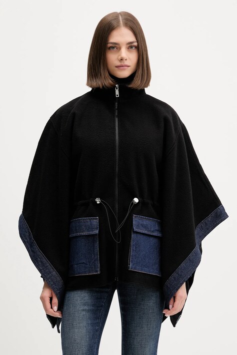 Desigual poncho DENIM ALDAMA kolor czarny 25WAIA15