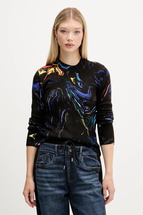 Свитер Desigual BUTTERFLY LACROIX цвет чёрный лёгкий 25WWJF05