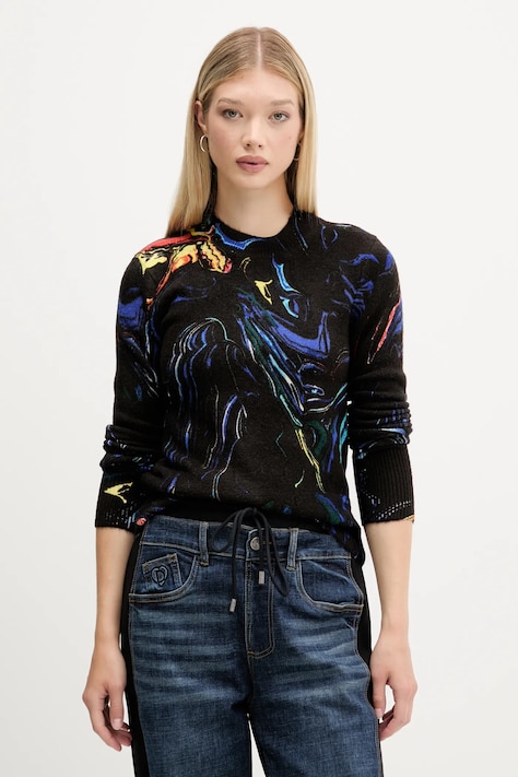 Πουλόβερ Desigual BUTTERFLY LACROIX χρώμα: μαύρο, 25WWJF05