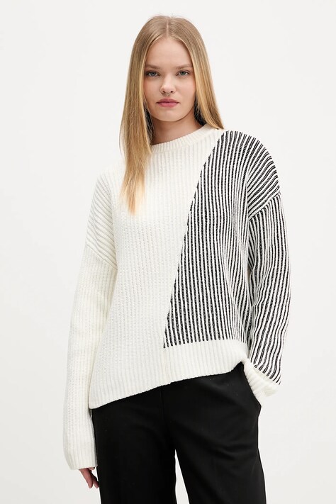 Desigual sweter NOME damski kolor beżowy ciepły 25WWJF26