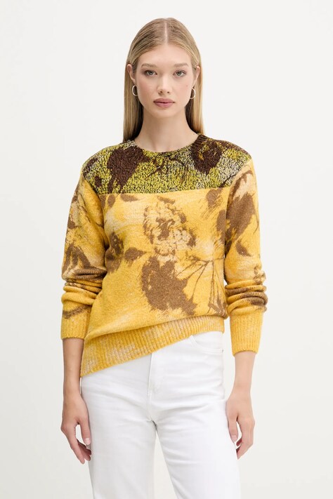 Desigual sweter z domieszką wełny ADAK damski kolor żółty lekki 25WWJF30