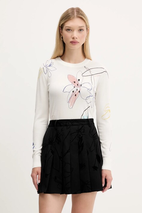 Desigual sweter ARTY damski kolor beżowy lekki 25WWJF33