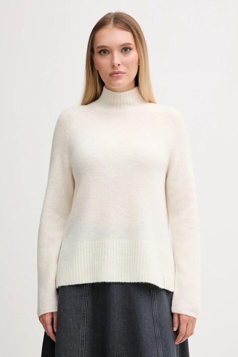 Gaudi sweter damski kolor beżowy z golfem 521FD53011
