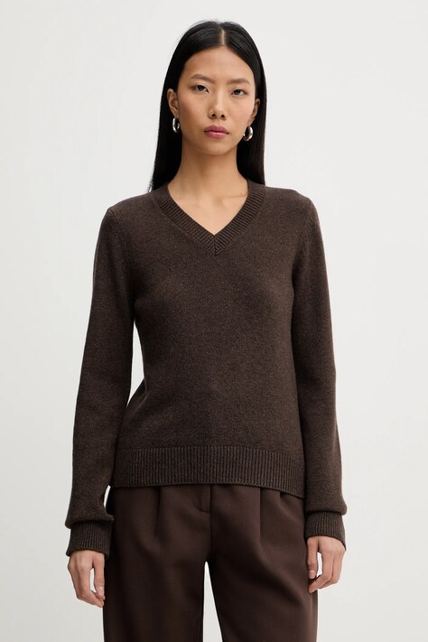 Πουλόβερ με προσθήκη μαλλιού MM6 Maison Margiela χρώμα: καφέ, S62HN0007.M13187.144