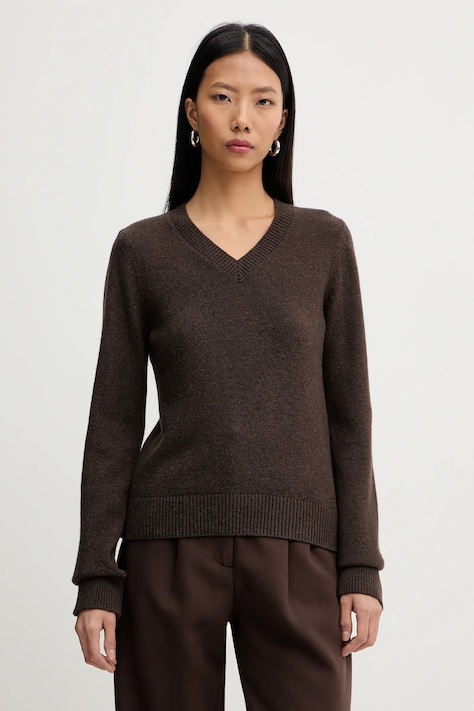 MM6 Maison Margiela sweter z dodatkiem wełny damski kolor brązowy S62HN0007.M13187.144