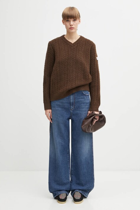 MM6 Maison Margiela Sweter z dodatkiem wełny damski kolor brązowy S62HN0008.M13195.143