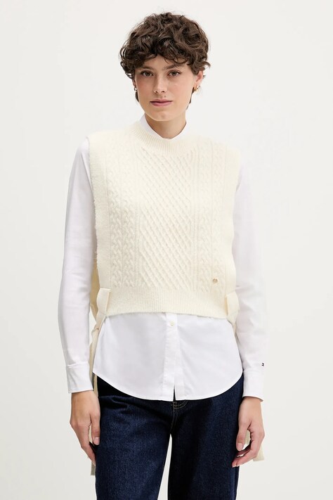 Pedro del Hierro kamizelka damski kolor beżowy lekki 4962459