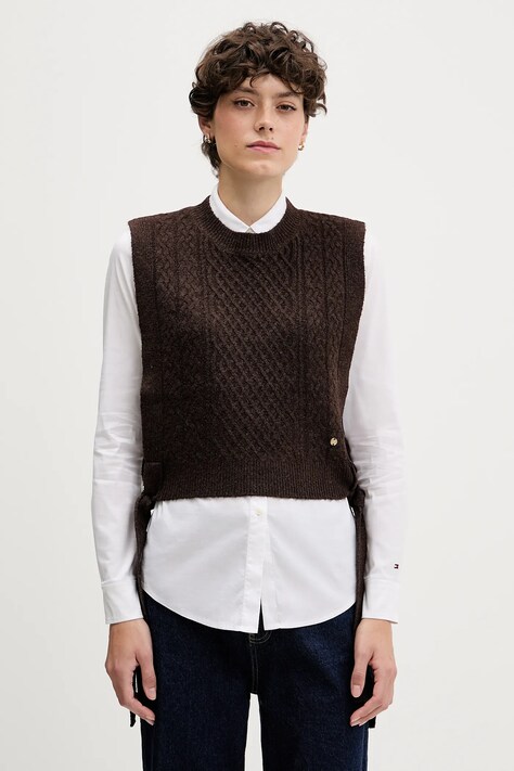 Pedro del Hierro kamizelka damski kolor brązowy lekki 4962459