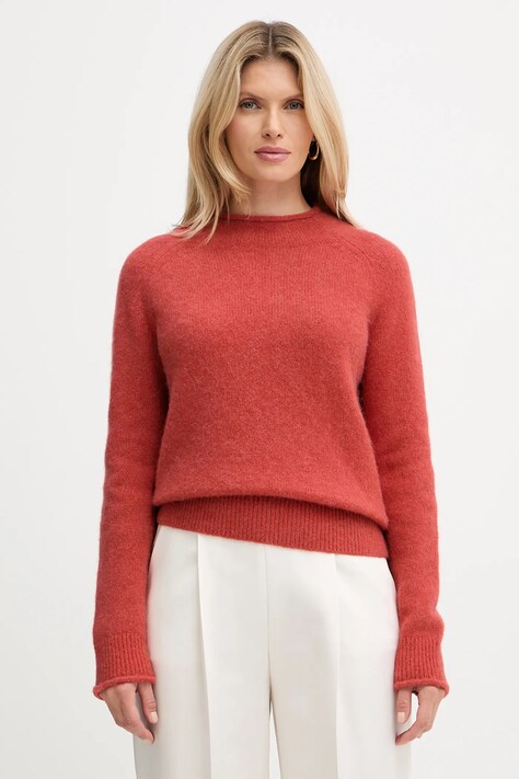 BOSS Orange pulover din amestec de lână culoarea rosu, light, cu turtleneck, 50548930