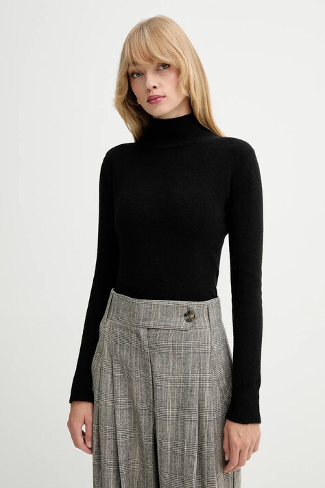 Marella sweter Emme by Marella damski kolor czarny lekki z golfem 2525366201200