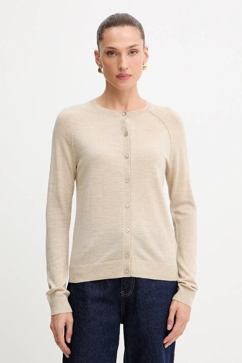 BOSS cardigan din lână culoarea bej, light, 50545031