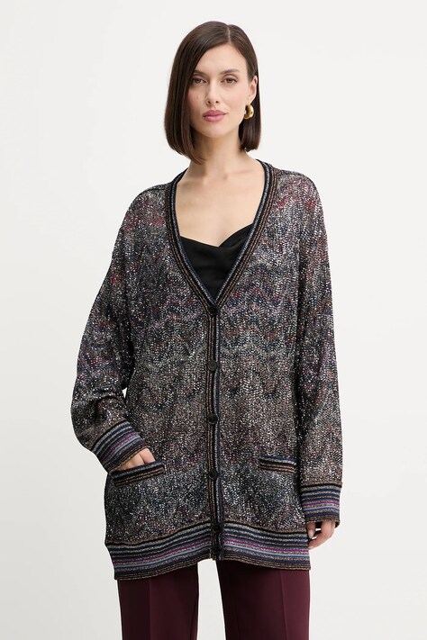 Πλεκτή ζακέτα Missoni χρώμα: ναυτικό μπλε, DS25WM0T.BC005G