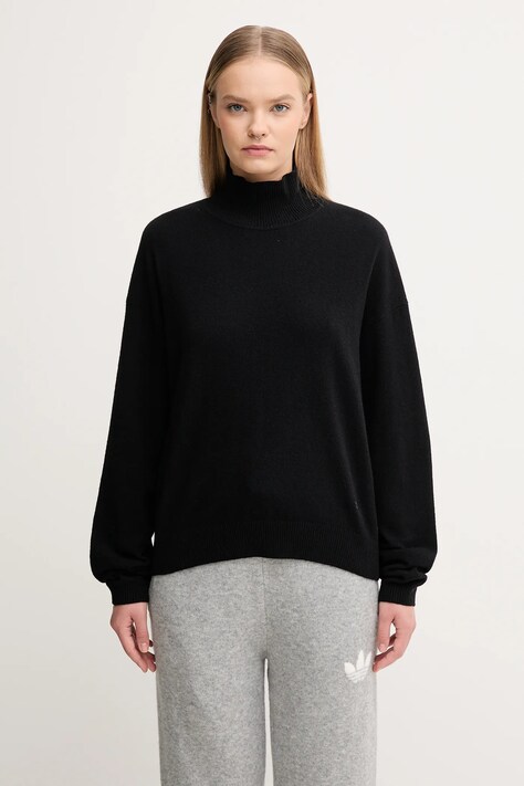 Svetr s příměsí vlny Napapijri D-Mis černá barva, s golfem, NP0A88XK9411