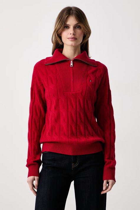 Tommy Hilfiger Sweter damski wełniany czerwony WW0WW46425