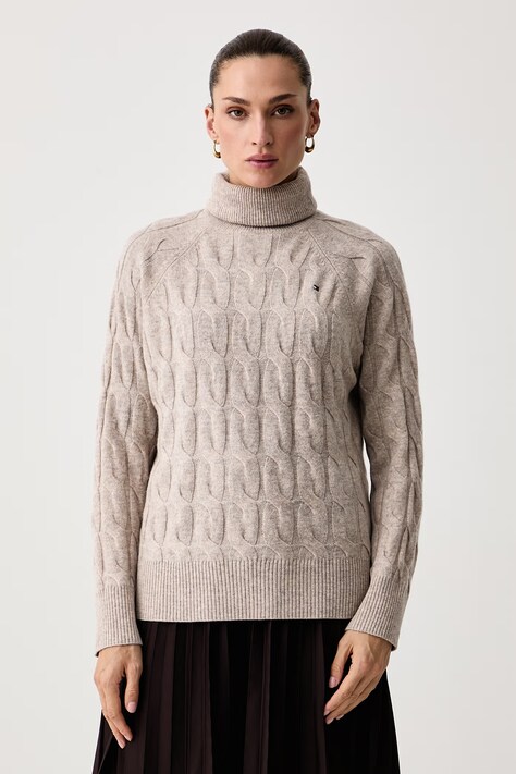 Tommy Hilfiger Sweter damski wełniany brązowy WW0WW46791