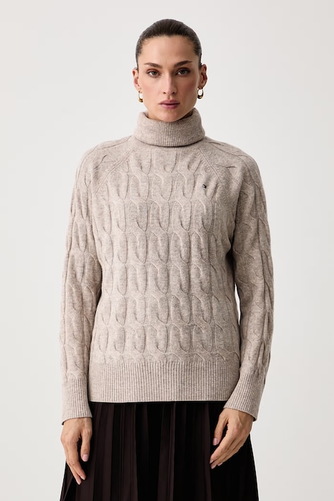Tommy Hilfiger Sweter damski wełniany brązowy WW0WW46791