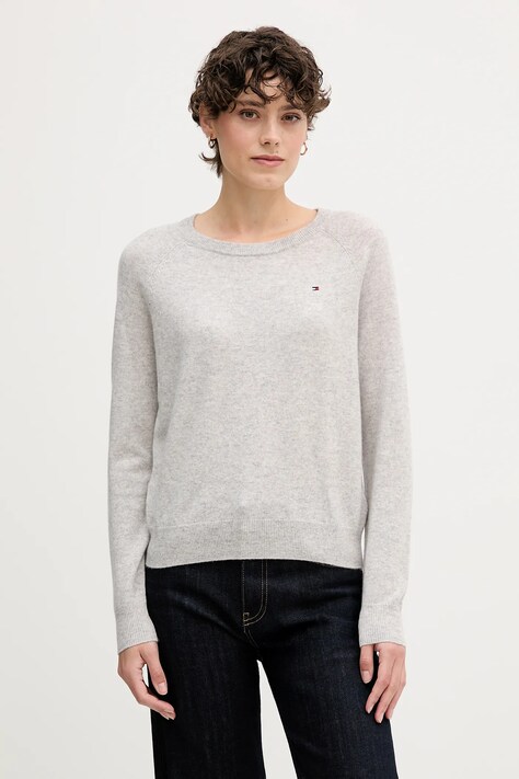 Tommy Hilfiger sweter wełniany damski kolor szary WW0WW47470