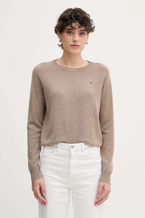 Tommy Hilfiger pulover de lână culoarea maro, WW0WW47470