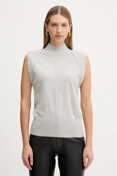 BOSS vestă de cașmir culoarea gri, light, cu turtleneck, 50548506