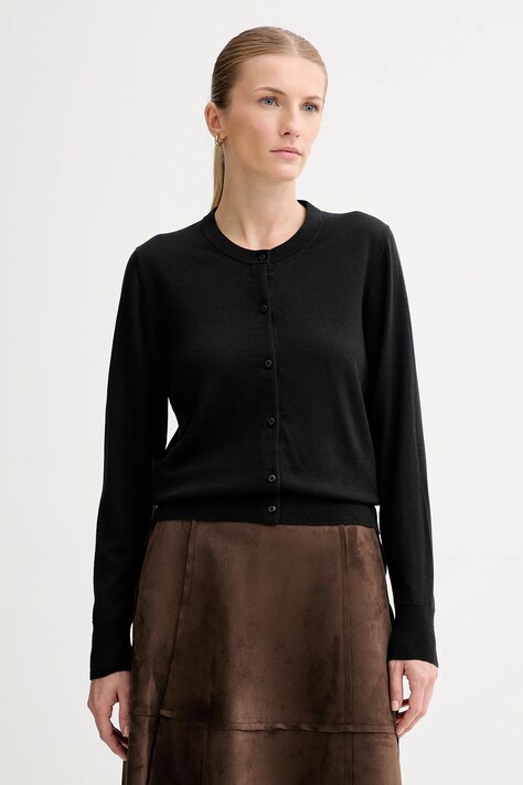 Calvin Klein kardigan wełniany damski kolor czarny lekki LV044D323G