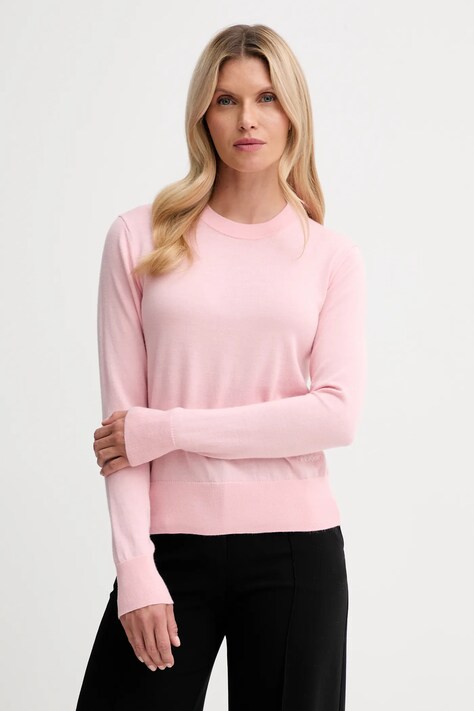 Calvin Klein sweter z dodatkiem wełny damski kolor różowy lekki LV044D370G